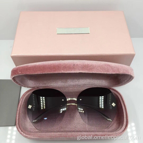 Rose Gold Rimless Sunglasses Reflective Rimless Sunglasses for Female Supplier